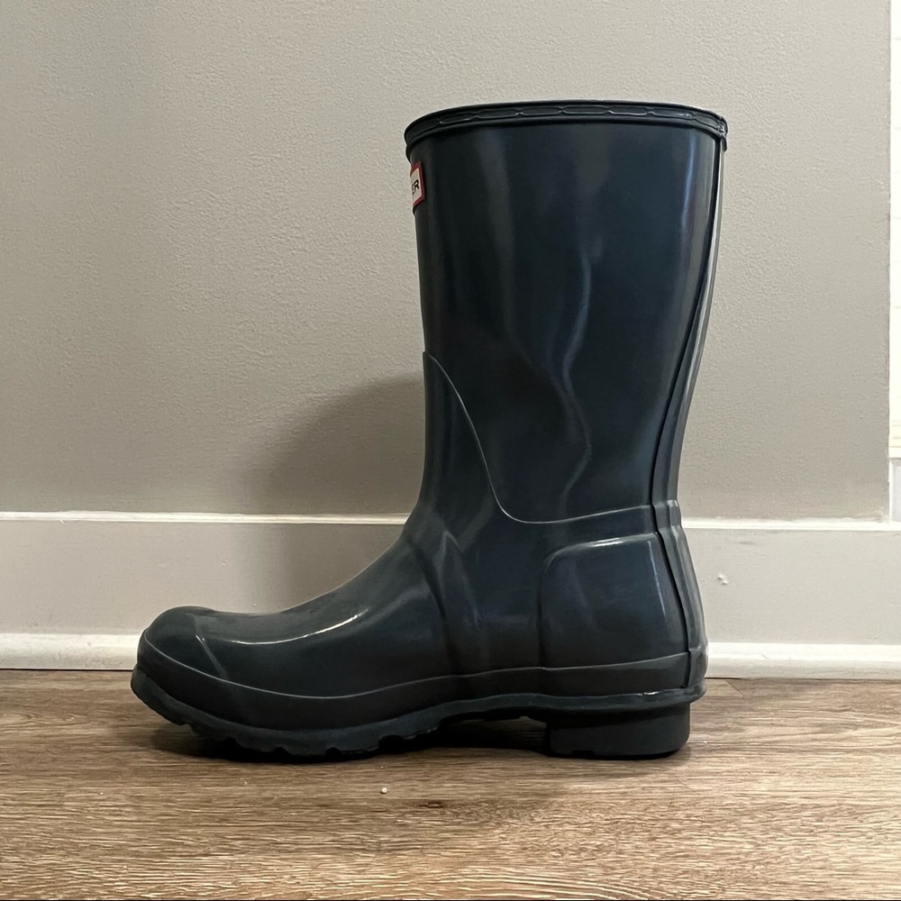 Hunter Short Glossy Adjustable Rain Boots Gull Grey Women’s Size 8 - Picture 7 of 7